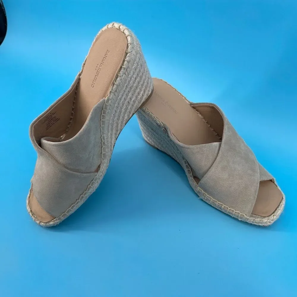 Banana Republic Sandals Women's‎ Size 8  Espadrille Wedges Sand Beige Suede Boho